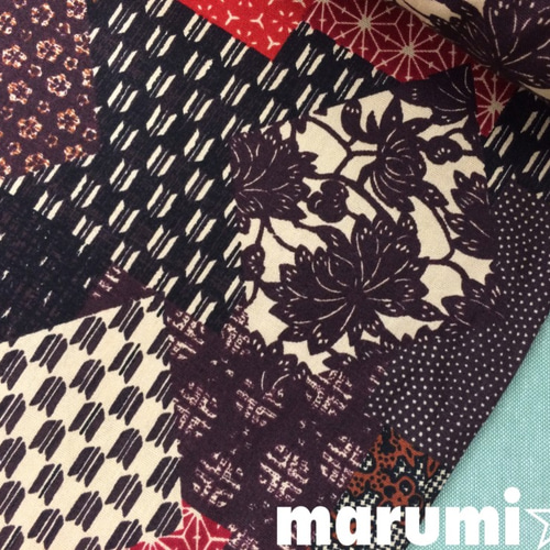 110×10☆シーチング綿プリント生地☆和柄☆パッチワーク柄☆茶系