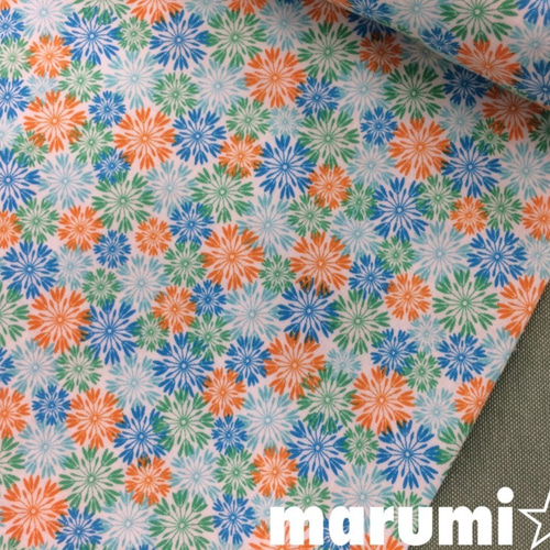 110×10☆あざみ柄☆オレンジ・ブルー 生地 marumi☆生地ショップ丸美