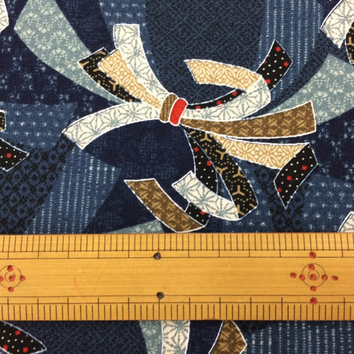 110×50☆和柄☆束ね熨斗柄☆紺 生地 marumi☆生地ショップ丸美 通販