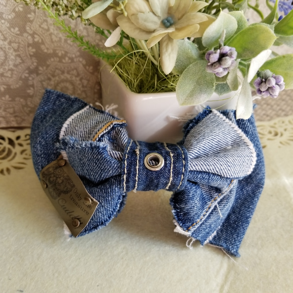 大きめデニムリメイクバレッタ ヘアアクセサリー バレッタ
