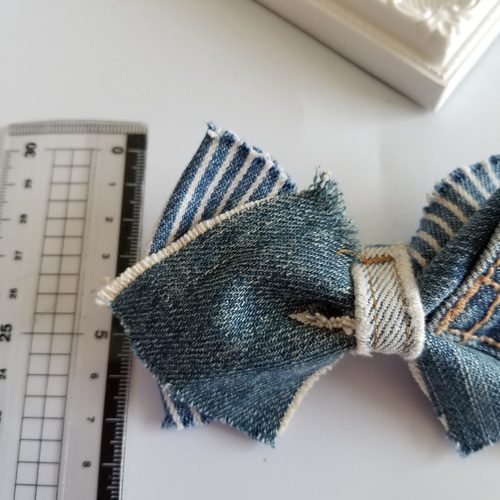 一点もの！デニムリメイクリボン ヘアクリップ デニムリボン 春 デニム