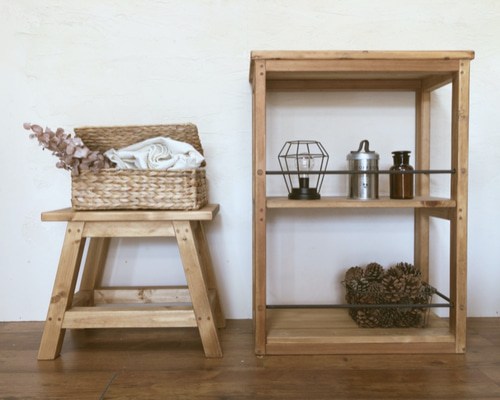 242. アイアンバー付き 2段 ラック シェルフ オープン 棚