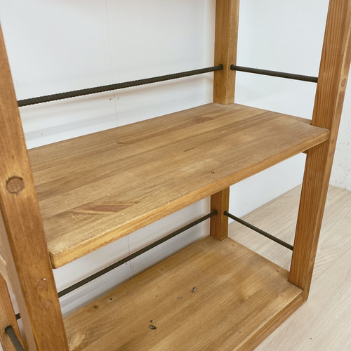 242. アイアンバー付き 2段 ラック シェルフ オープン 棚