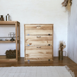 na233. 2WAY 3段キャビネット ナチュラル 扉 収納 キャビネット 木製