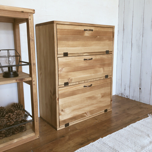 木目調キャビネット 3引き出し付き na233. 2WAY 3段キャビネット ナチュラル 扉 収納 キャビネット 木製