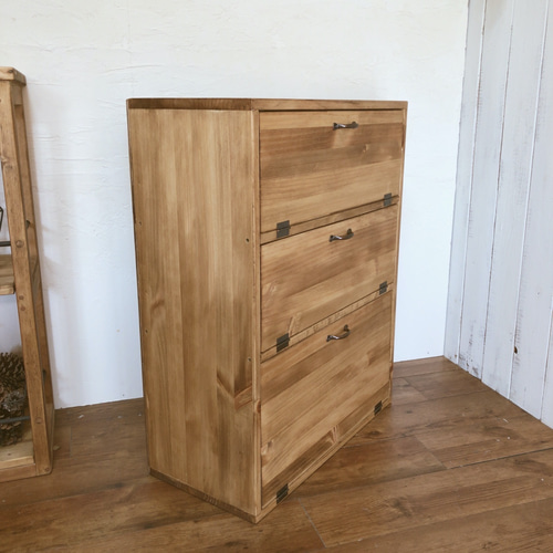 na233. 2WAY 3段キャビネット ナチュラル 扉 収納 キャビネット 木製