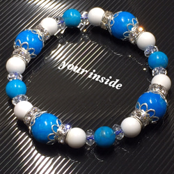 ハウライトターコイズ ホワイトオニキス 天然石ブレスレット