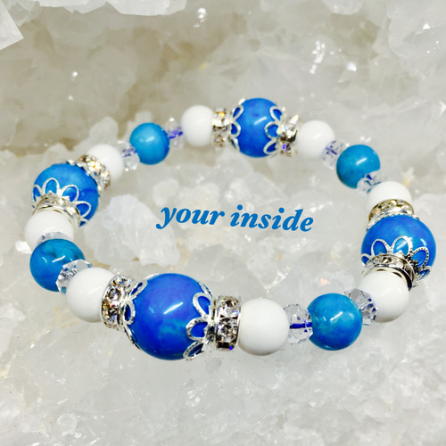 ハウライトターコイズ ホワイトオニキス 天然石ブレスレット