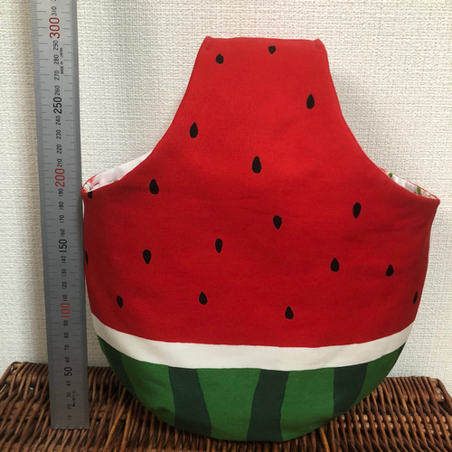 リバーシブル♪ころりんスイカバッグ レッド トートバッグ Qué bonita 