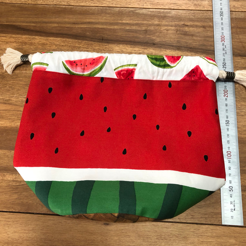 ◎超素敵☆スイカの巾着ポーチ☆残1 スイカの巾着ポーチ 赤 - overjoyed handmade shop | minne 国内