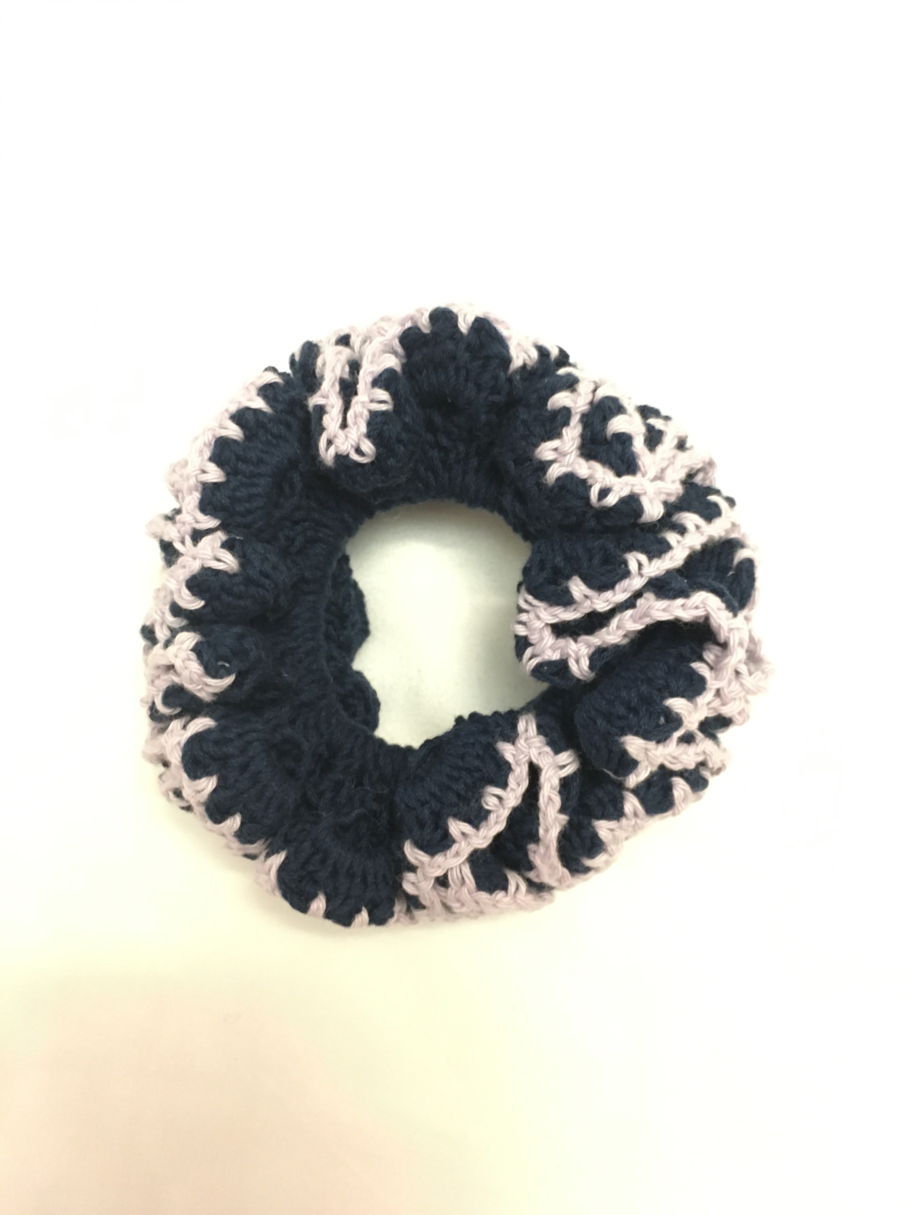 お取り置き可！かぎ針編みシュシュ・2段フリル・バイカラー・ヘアアクセサリー・髪飾り