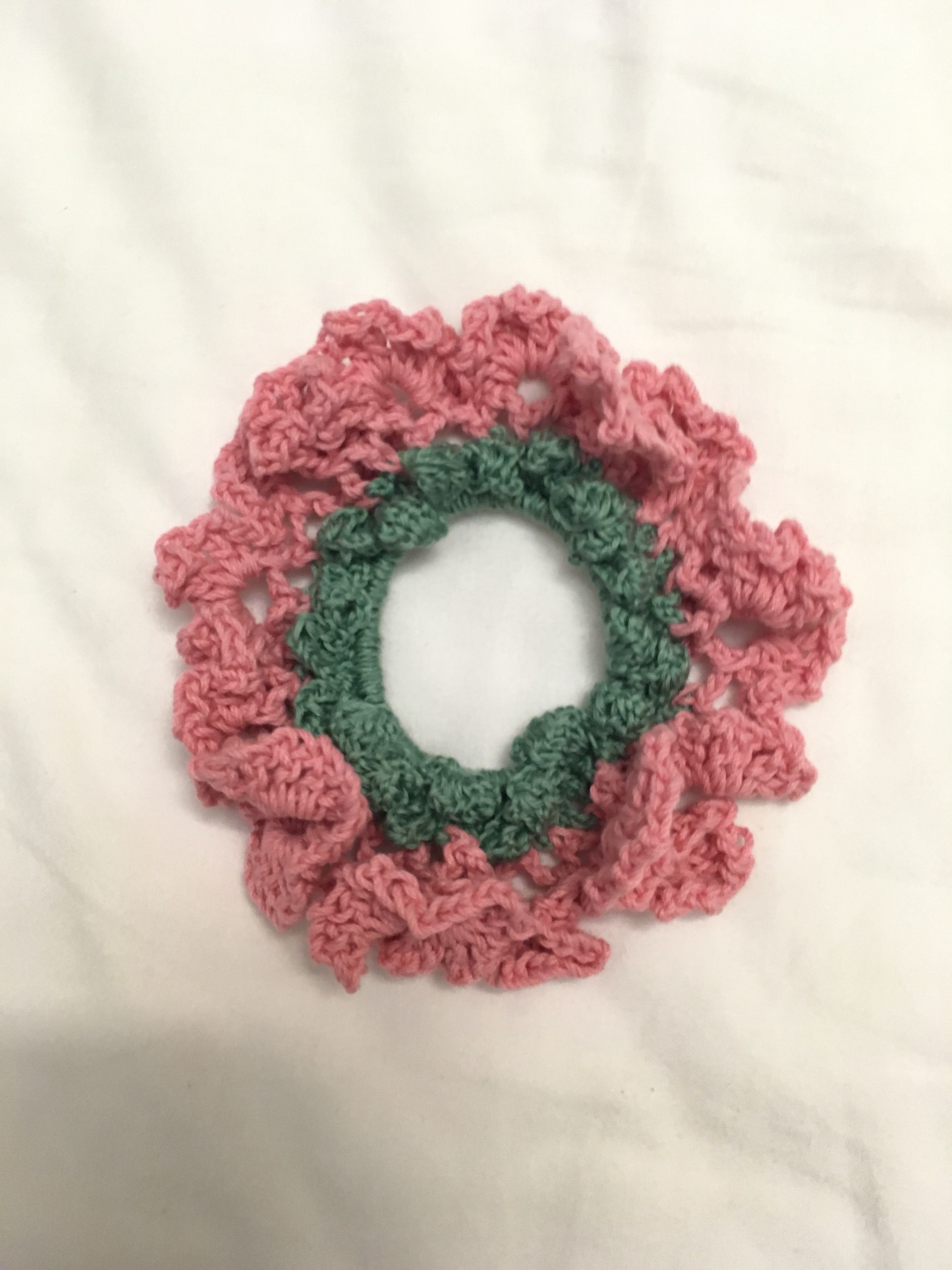 お取り置き可！かぎ針編みシュシュ・2段フリル・バイカラー・ヘアアクセサリー・髪飾り