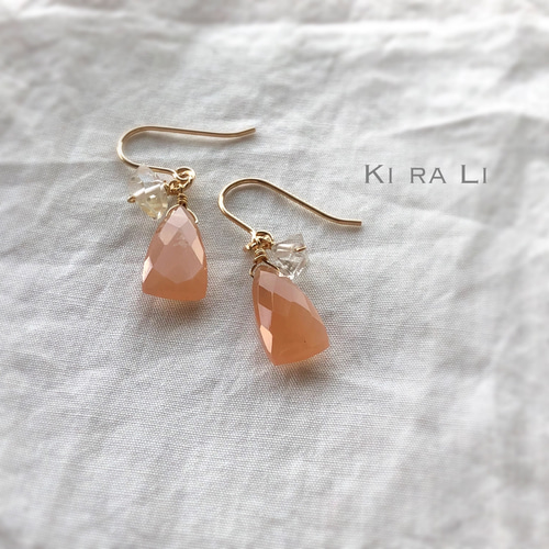 ラスト1点アウトレット 14KGF オレンジムーンストーンとハーキマーの  