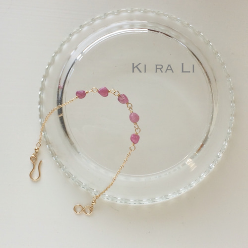 14KGF トルマリンのブレスレット 天然トルマリン 14KGFブレスレット