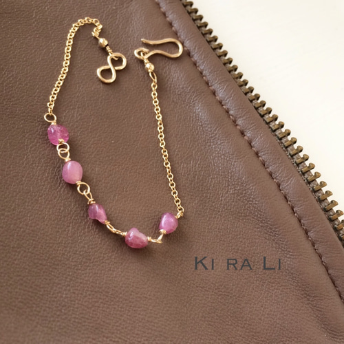 14KGF トルマリンのブレスレット 天然トルマリン 14KGFブレスレット