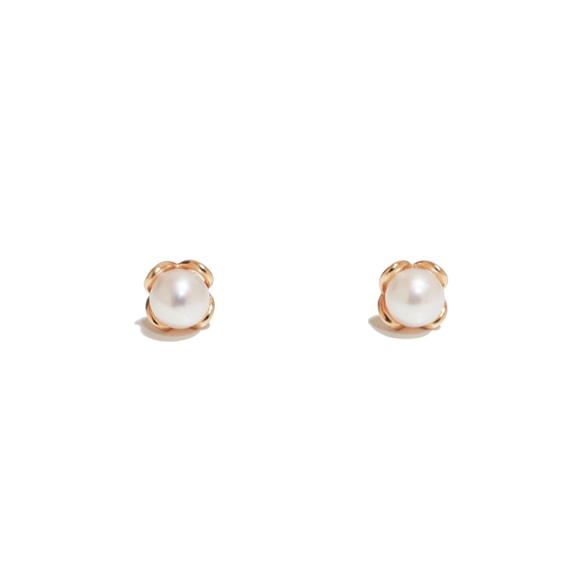 淡水珍珠花托純銀花托耳環 (銀/玫瑰金/18k金) | 珍珠系列 第3張的照片