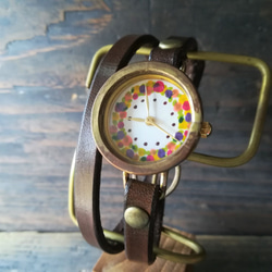 カラフルリースの二重巻き腕時計【受注製作】 1枚目の画像