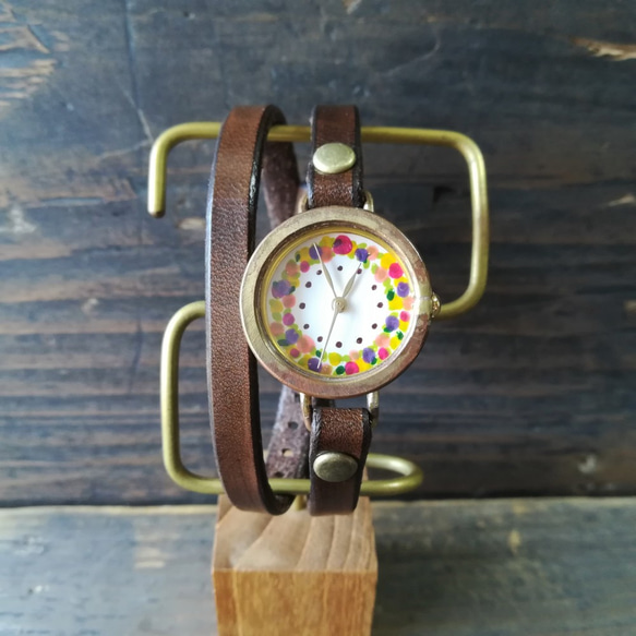 カラフルリースの二重巻き腕時計【受注製作】 2枚目の画像