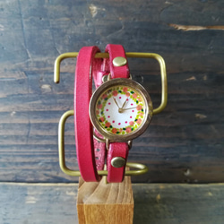 ピンクリースの二重巻き腕時計【受注製作】 2枚目の画像