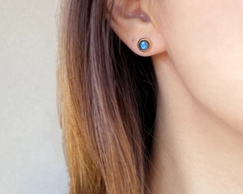 天然石 ブルーラブラドライト スタッドピアス ピアス（スタッド・一粒