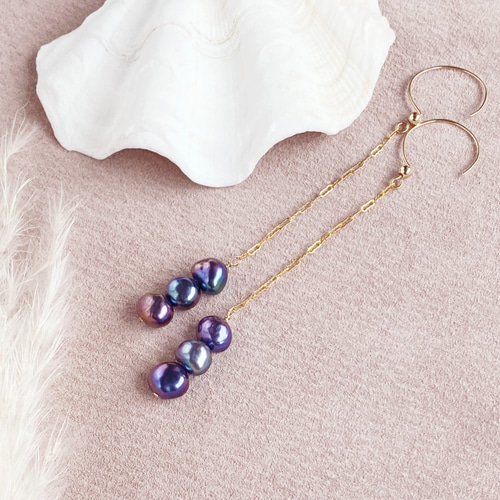 14kgfパープルアゲートピアス