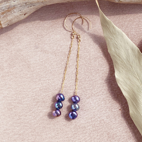 14kgf パープルアゲート ピアス⑤