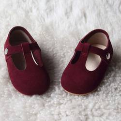 酒紅色女童鞋 瑪莉珍 嬰兒鞋 學步鞋 周歲照 週歲禮物 花童鞋 女寶寶童鞋 第3張的照片