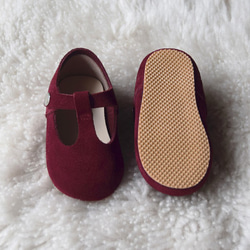 酒紅色女童鞋 瑪莉珍 嬰兒鞋 學步鞋 周歲照 週歲禮物 花童鞋 女寶寶童鞋 第5張的照片
