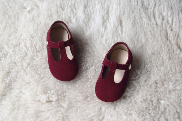 酒紅色女童鞋 瑪莉珍 嬰兒鞋 學步鞋 周歲照 週歲禮物 花童鞋 女寶寶童鞋 第8張的照片