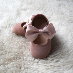玫瑰粉色女童鞋 嬰兒鞋 學步鞋 周歲照 週歲禮物 花童鞋 女寶寶童鞋 第4張的照片