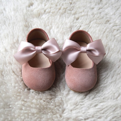 ローズピンク子供靴　バレーシューズ　誕生日お祝い　リングーガール　親子写真　 5枚目の画像