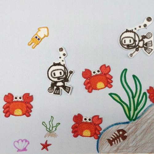 カニのワッペン 刺繍ワンポイント その他雑貨 けむ＆てと 通販 8812827  