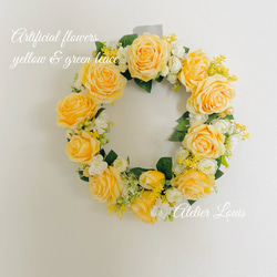 送料無料⭐️黄色のバラと小花のリース 1枚目の画像