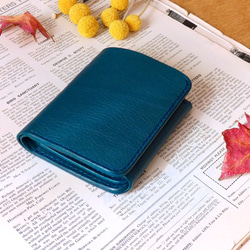 イタリア革の二つ折り財布／ブルー 2枚目の画像