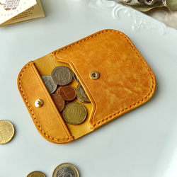イタリア革のコインケース/小銭入れ/イエロー 4枚目の画像