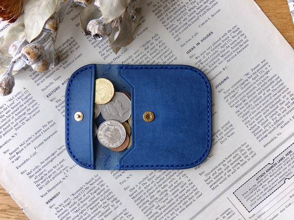 イタリア革のコインケース/小銭入れ/ロイヤルブルー 2枚目の画像