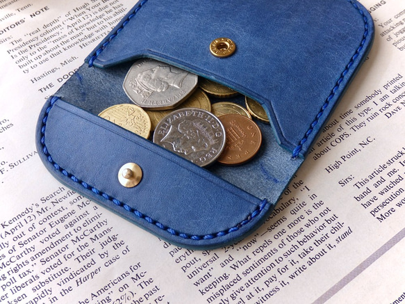 イタリア革のコインケース/小銭入れ/ロイヤルブルー 3枚目の画像