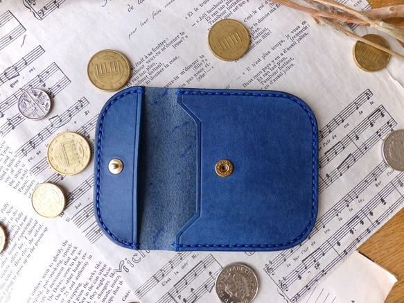 イタリア革のコインケース/小銭入れ/ロイヤルブルー 5枚目の画像