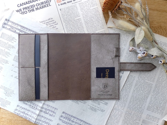 イタリア革の手帳カバー／B6サイズ／ショコラブラウン 3枚目の画像
