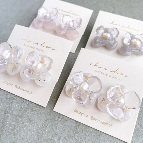 No.1006★ハンドメイド❤️SALE❤️フラワーレジンイヤリング フラワー レジン ピアス ハンドメイド イヤリング変更可 - メルカリ
