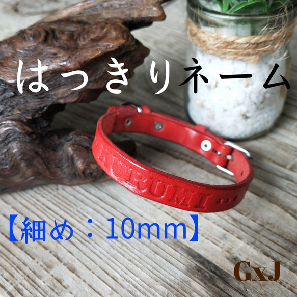 ⭐SALE⭐♠細め：10mm幅♠愛犬家職人謹製☆安心素材☆しなやか栃木レザー☆超小型犬猫用首輪 1枚目の画像