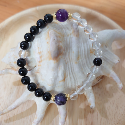 モリオンとスギライトとアメジストをたしたよ！すんごい魔除けのパワー