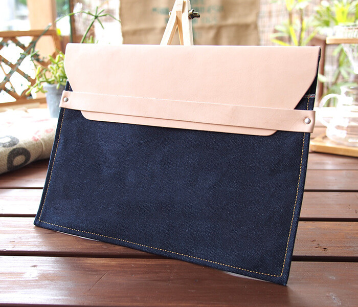 倉敷児島デニム PCスリーブ  MacBookAir、LaVie Hybrid ZERO等の薄型13inchノートPC