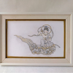 銅板　仏画　鳥に乗った仏様 銅版画 雲中供養菩薩 wh01 版画 文鳥 通販 11857686｜Creema(クリーマ