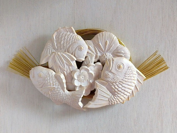 【受注製作】 和のかたち　壁飾り　鯛と松竹梅 1枚目の画像