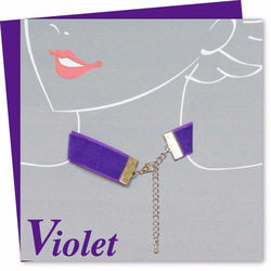 バイオレット／紫色ベルベットりぼんチョーカー　VI2105C 2枚目の画像