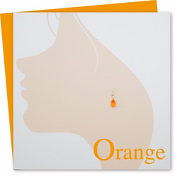 オレンジ／橙色　フックピアス＊ドロップ型チェコビーズ　OR2105G 2枚目の画像