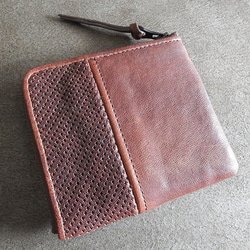 馬革　薄型の小さい財布です。Ｌファスナー小銭入れ。チョコ。　ミニ財布・コンパクト財布・ホース　レザー　 2枚目の画像