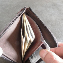 馬革　薄型の小さい財布です。Ｌファスナー小銭入れ。チョコ。　ミニ財布・コンパクト財布・ホース　レザー　 7枚目の画像
