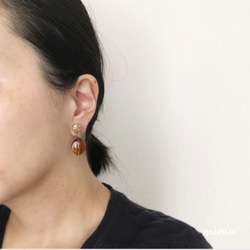 【ヴィンテージビーズ】Gold×べっ甲アクリルearring[ノンホールピアス・ピアス] 4枚目の画像